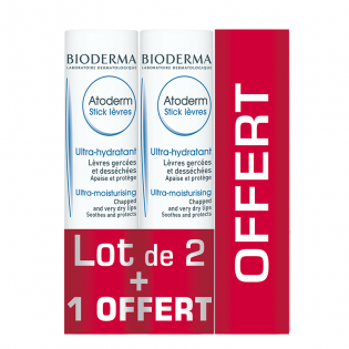 BIODERMA Atoderm lèvres - Stick hydratant 4g - lot de 2 + 1 OFFERT