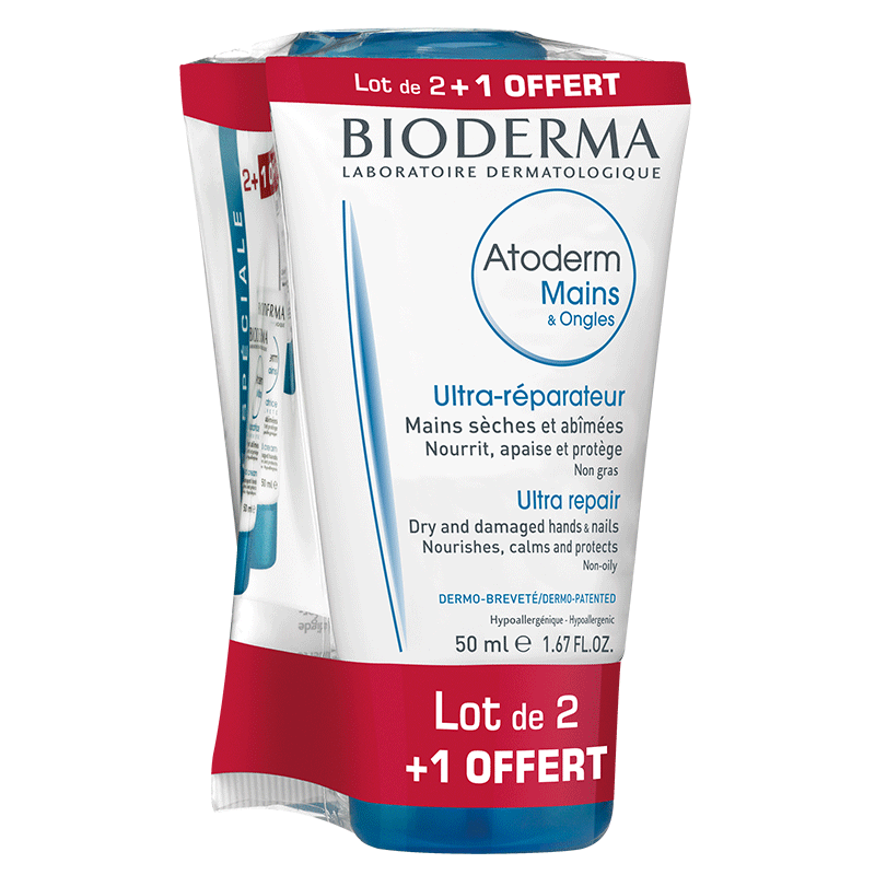Bioderma Atoderm Mains Crème Réparatrice lot de 3 x 50 ml