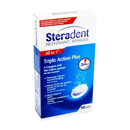 STERADENT TRIPLE ACTION PLUS 90 COMPRIMES