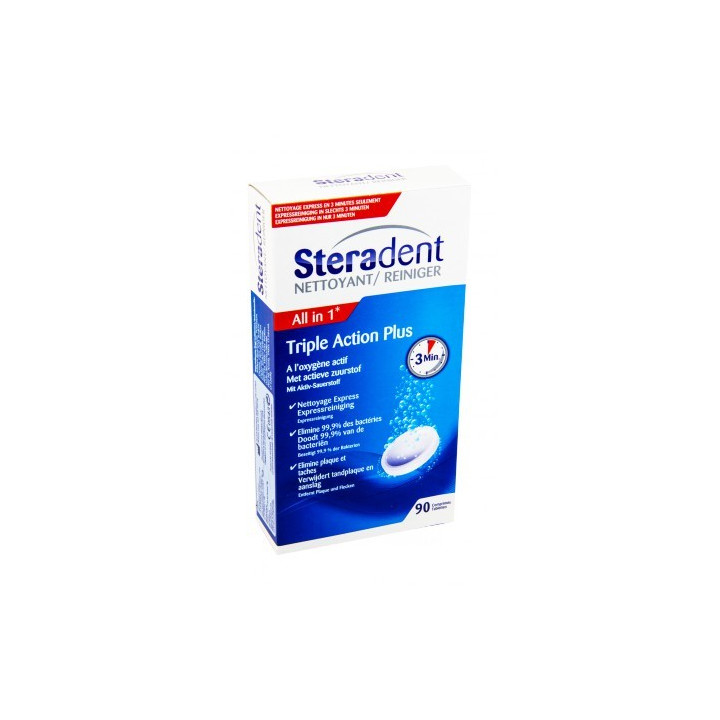 STERADENT TRIPLE ACTION PLUS 90 COMPRIMES