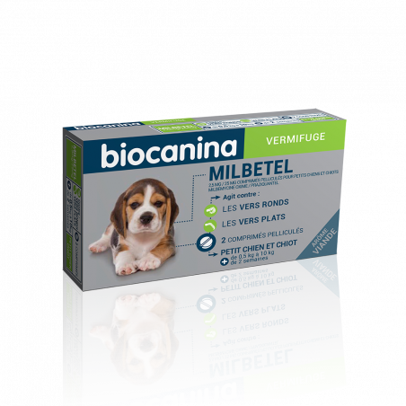 BIOCANINA VERMIFUGE MILBETEL PETIT CHIEN ET CHIOT 2 COMPRIMES