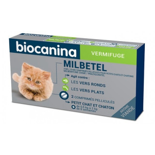 BIOCANINA VERMIFUGE MILBETEL PETIT CHAT ET CHATON 2 COMPRIMES 