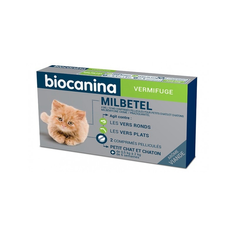 BIOCANINA DEWORMER MILBETEL SMALL CAT AND KITTEN 2 TABLETS 