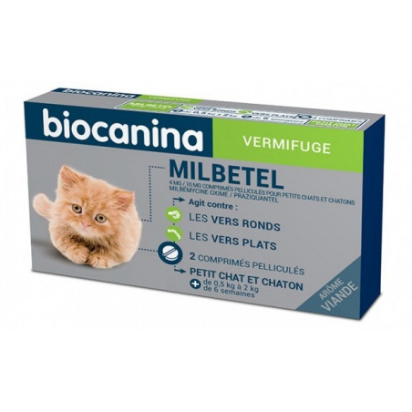 BIOCANINA DEWORMER MILBETEL SMALL CAT AND KITTEN 2 TABLETS 