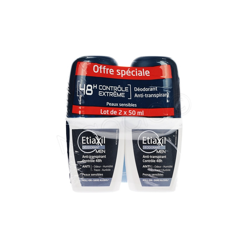 ETIAXIL DEODORANT MEN ROLL-ON 2X50ML