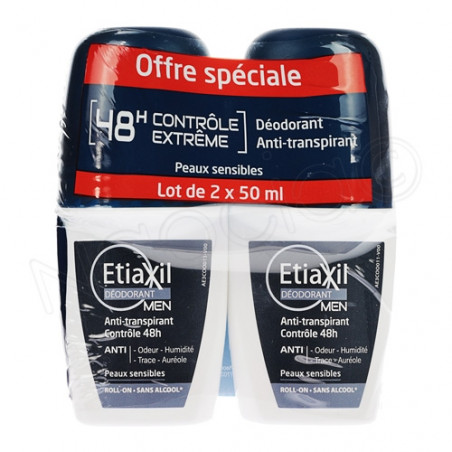 ETIAXIL DEODORANT MEN ROLL-ON 2X50ML