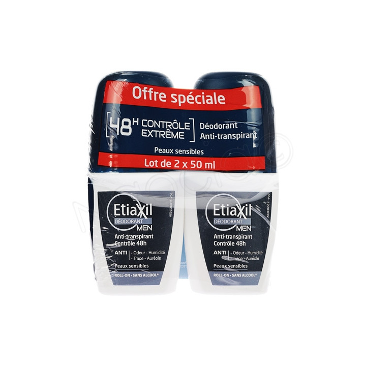 ETIAXIL DEODORANT MEN ROLL-ON 2X50ML