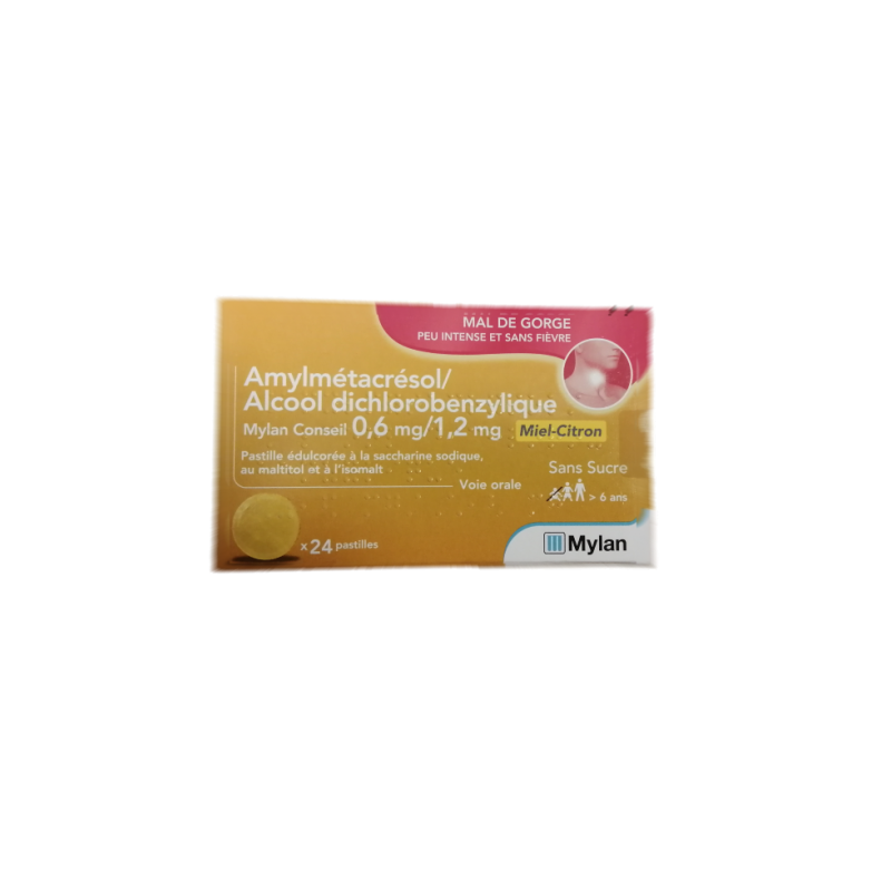 AMYLMETACRESOL/ALCOOL DICHLOROBENZYLIQUE 0.6MG/1.2MG MIEL CITRON AMYLMETACRESOL/ALCOOL DICHLOROBENZYLIQUE 0.6MG/1.2MG MIEL CITRON