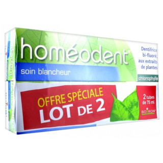 HOMEODENT DENTIFRICE SOIN BLANCHEUR GOUT CHLOROPHYLLE 2X75ML