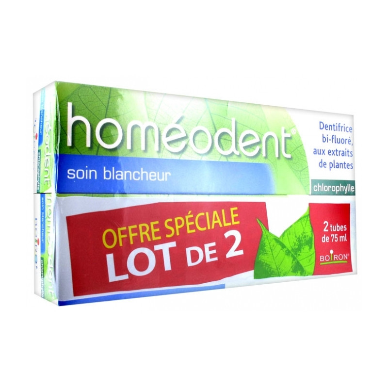 HOMEODENT DENTIFRICE SOIN BLANCHEUR GOUT CHLOROPHYLLE 2X75ML