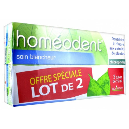 HOMEODENT DENTIFRICE SOIN BLANCHEUR GOUT CHLOROPHYLLE 2X75ML