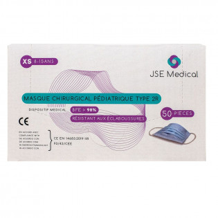 MASQUES CHIRURGICAUX TYPE 2R 8-15 ANS X50  JSE MEDICAL