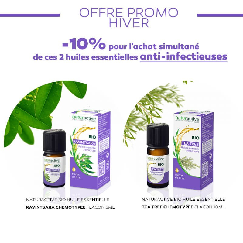 Pack Hiver Naturactive huiles essentielles : RAVINTSARA CHEMOTYPEE & TEA TREE CHEMOTYPEE Pack Hiver Naturactive huiles essentielles : RAVINTSARA CHEMOTYPEE & TEA TREE CHEMOTYPEE