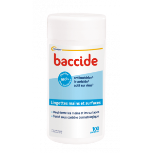 BACCIDE 100 LINGETTES MAINS ET SURFACES 