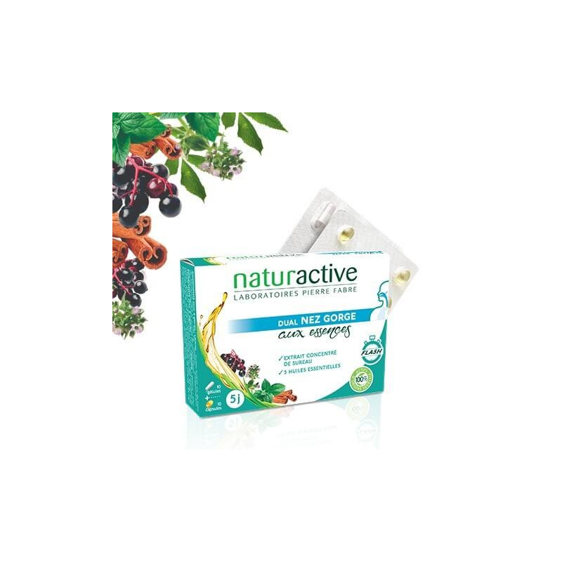 Naturactive Dual nez Gorge aux essences 10 gélules + 10 capsules Naturactive Dual nez Gorge aux essences 10 gélules + 10 capsules