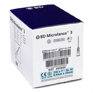 BD Microlance 3 Boite de 100 aiguilles 0,6mm x 25mm numéro 16