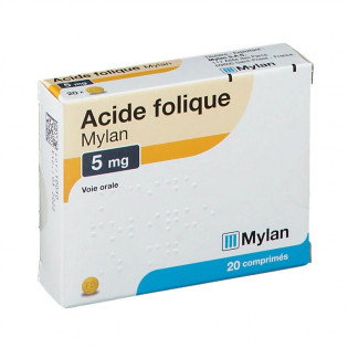 Acide Folique 5 mg 20 comprimés Mylan