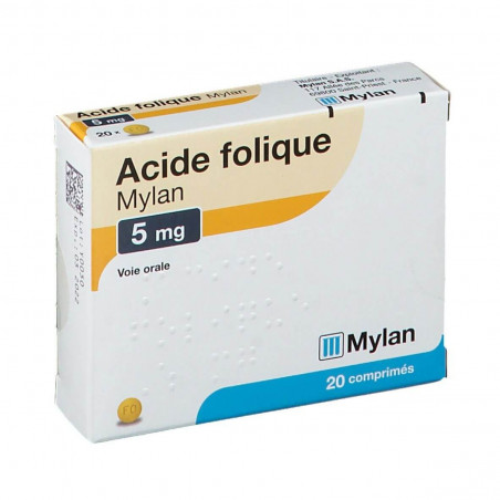 Acide Folique 5 mg 20 comprimés Mylan