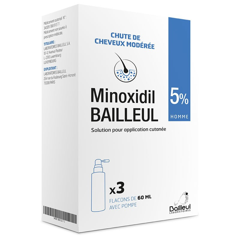 Minoxidil Bailleul sol ext 5% Flacons 3x60ml