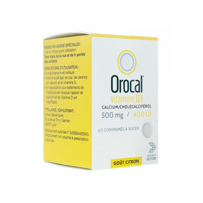 Orocal Vitamin D3 500 mg/400 IU 180 tablets