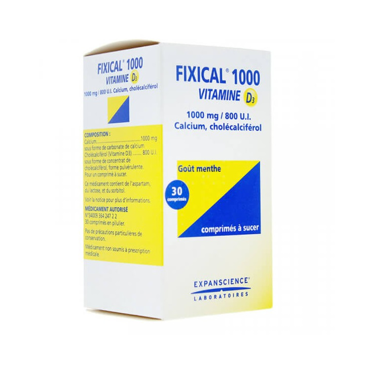 Fixical Vitamin D3 1000 mg/800 IU 30 chewable tablets