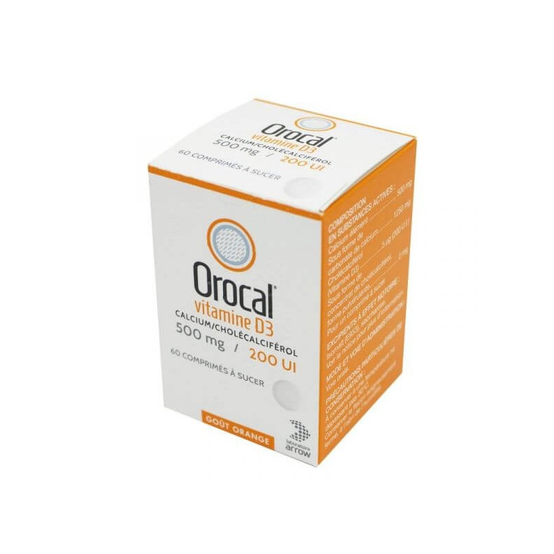 Orocal vitamine D3 500 mg/200 UI 60 comprimés à sucer