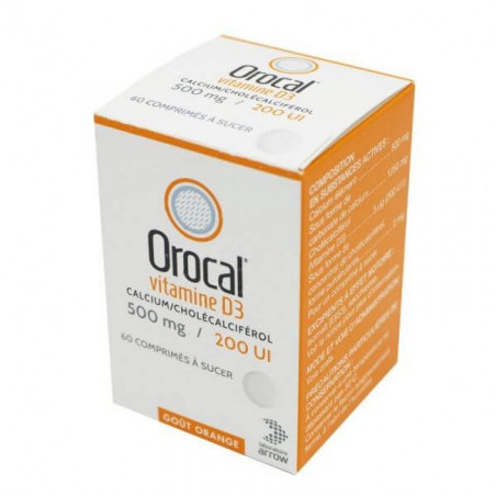 Orocal vitamine D3 500 mg/200 UI 60 comprimés à sucer
