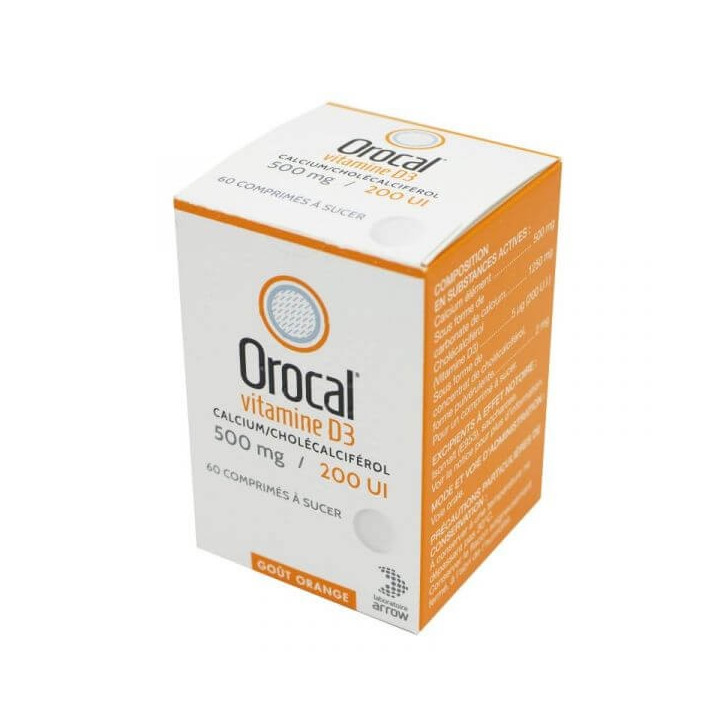 Orocal vitamine D3 500 mg/200 UI 60 comprimés à sucer