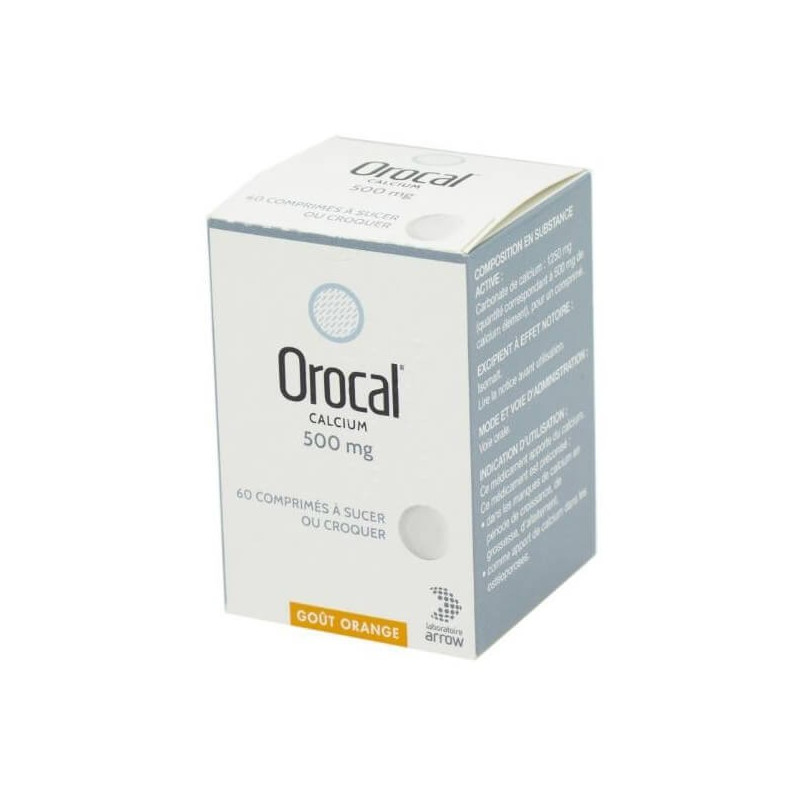 Orocal 500 mg 60 chewable or suckable tablets 