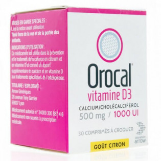 Orocal Vitamin D3 500 mg/1000 IU 30 chewable tablets 