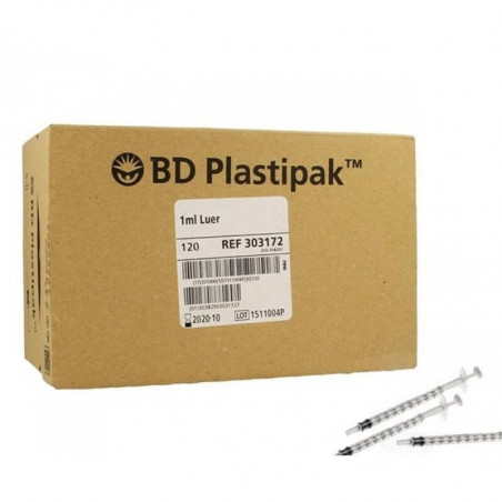 BD Plastipak 303172 Luer Tuberculine 1 ml Sans Aiguille 120 pièces