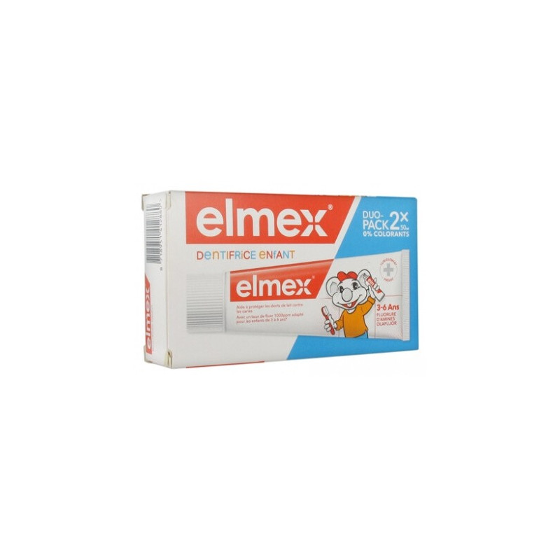 Elmex Dentifrice Enfant 3-6 ans 0% colorants Lot de 2 x 50 ml