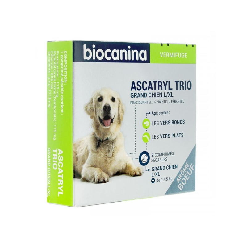 Ascatryl trio grand chien boîte de 2 comprimés