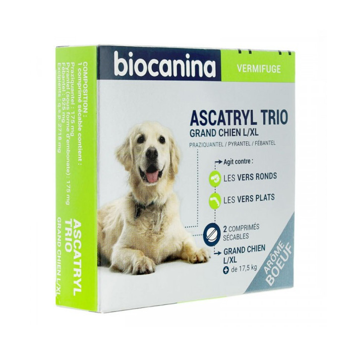 Ascatryl trio grand chien boîte de 2 comprimés