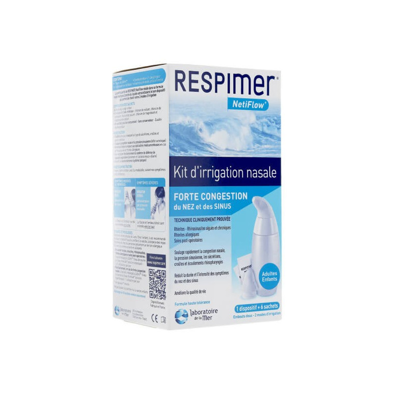 Respimer Netiflow Kit d'irrigation nasale + 6 sachets 