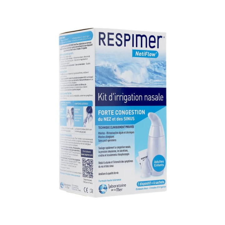 Respimer Netiflow Kit d'irrigation nasale + 6 sachets 