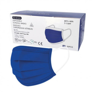 Blue Surgical Masks Navy Type IIR Box of 50 MEDI SANTE 