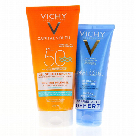 Vichy Gel de Lait Fondant SPF50 200 ml + Lait Apaisant Après-Soleil 100 ml