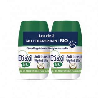 Etiaxil Déodorant BIO Anti-Transpirant Végétal 48h Roll-on 50 ml Lot de 2 