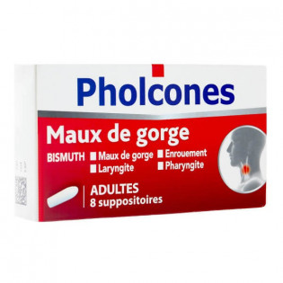 Pholcones Maux de Gorge 8 Suppositoires Adultes