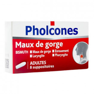 Pholcones Sore Throat 8 Suppositories Adult