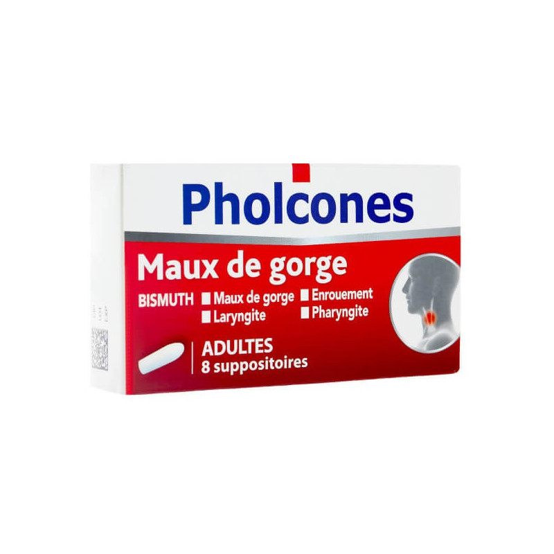 Pholcones Maux de Gorge 8 Suppositoires Adultes