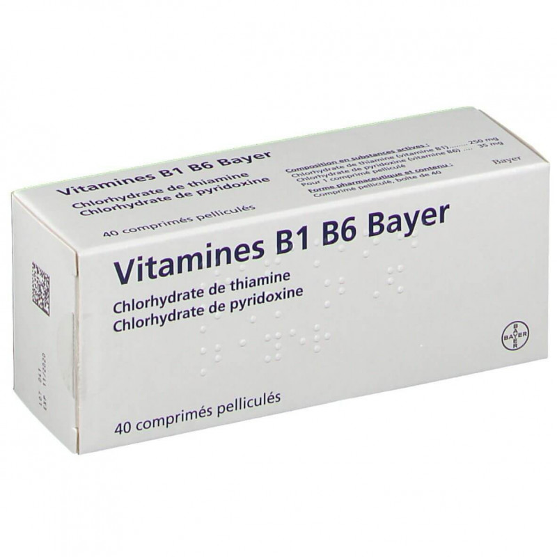 Vitamines B1 B6 Bayer 40 Comprimés Pelliculés 