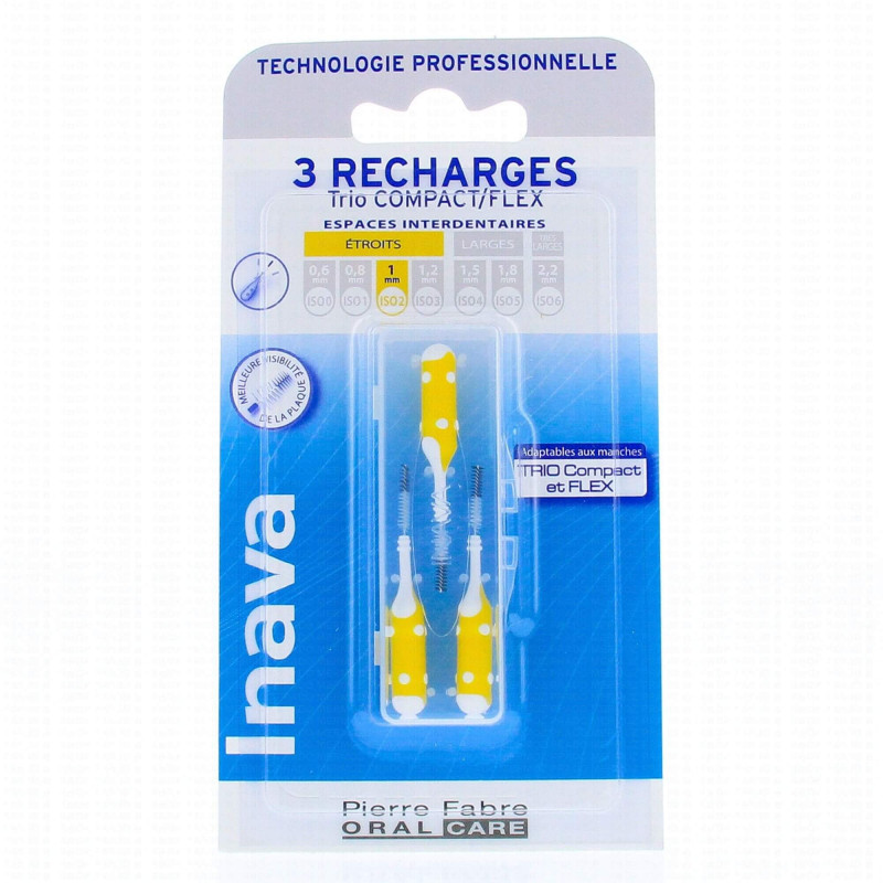 Inava Brossettes 3 Recharges Étroits 1 mm Jaunes