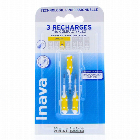 Inava Brossettes 3 Recharges Étroits 1 mm Jaunes