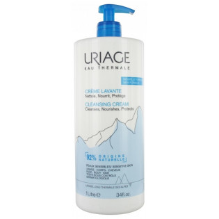 Uriage Crème lavante surgras moussant sans savon visage corps cheveux - Peaux sensibles - Flacon 1000ML