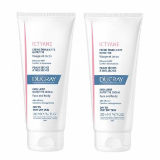 Ducray Ictyane Nutritive Emollient Cream 2x200 ml