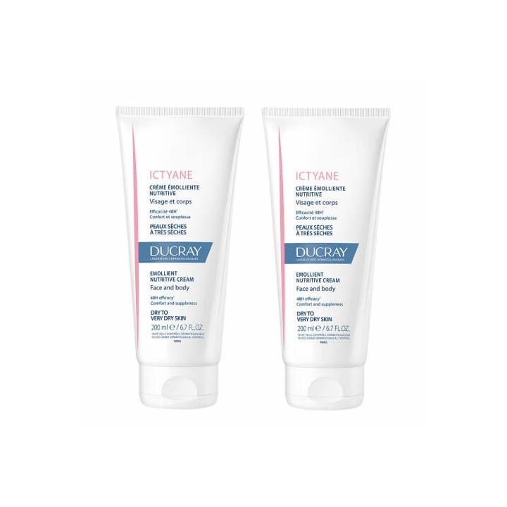 Ducray Ictyane Crème Émolliente Nutritive 2x200 ml