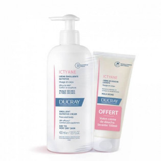 Ducray Ictyane Nutritive Emollient Cream 400 ml + Ictyane Shower Cream 100 ml Free 