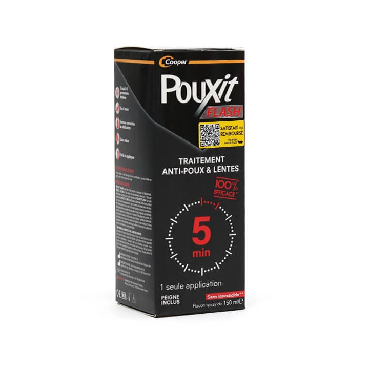 Pouxit Flash Anti-Lice and Nits Treatment 5 min 150 ml + Comb Included